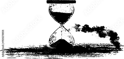 Mystic hourglass in high contrast black and white ink drawing - timeless concept art for design