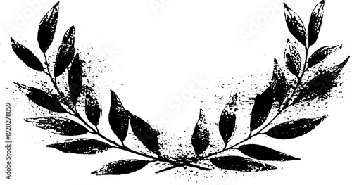 Olive wreath high contrast ink design for decoration and craft projects