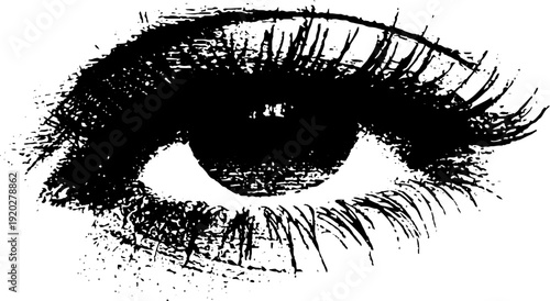 Mystical oracle eye in high contrast black and white ink design