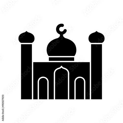 Elegant Silhouette Illustration of a Mosque with Minarets