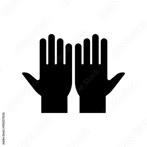 Black And White Icon Showing Two Open Hands Raised Symbolically