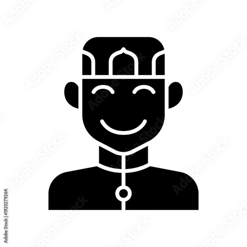 Illustration icon of a smiling man wearing Muslim clothing