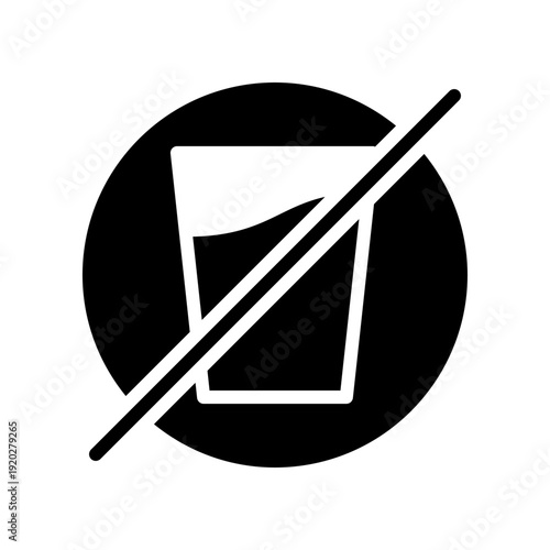 Simple Icon Prohibiting Drinking Liquid in a Cup