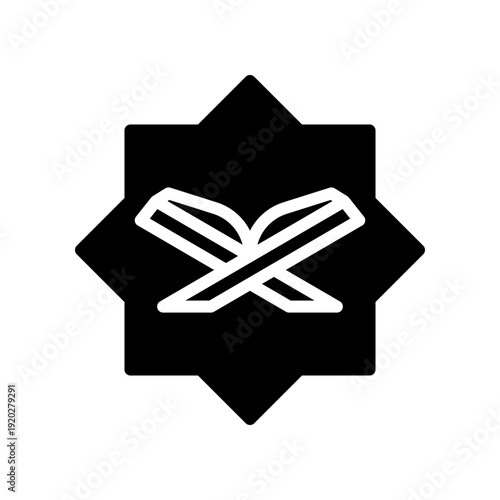 Stylized Icon Depicting Open Book with an Islamic Theme Silhouette Design