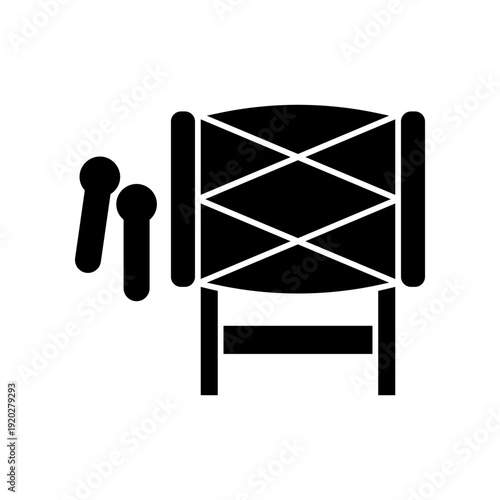 Minimalist Illustration of a Traditional Drum and Sticks Representing Islam Tradition, Eid, Muslim Culture