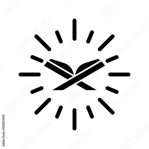 Open Book Icon with Radiating Lines Representing Knowledge and Wisdom