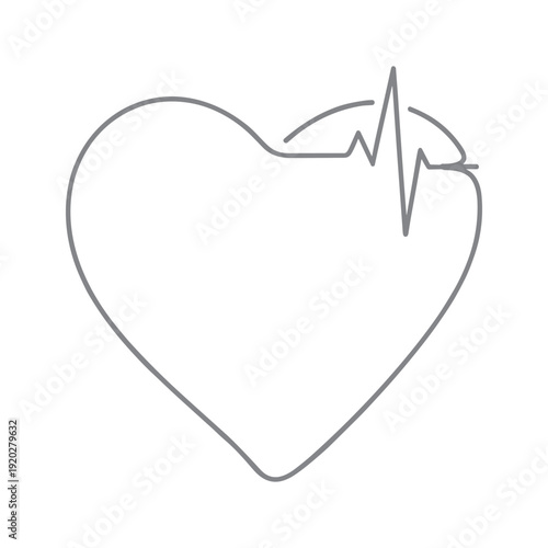 Heartbeat line art illustration simple heart