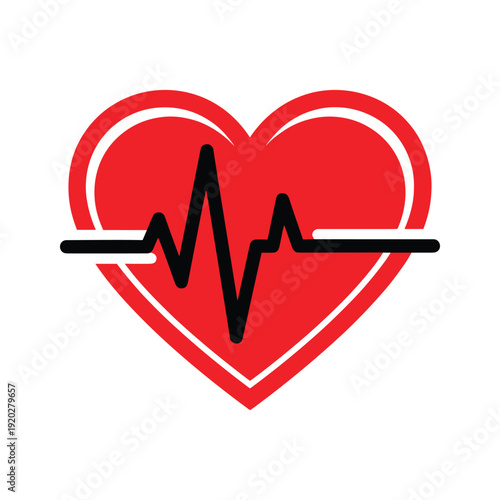 Red Heart with ECG Line Inside