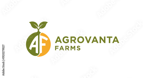 Agrovanta Farms agricultural brand logo design with abstract A letter, leaf and farm field on isolated white background