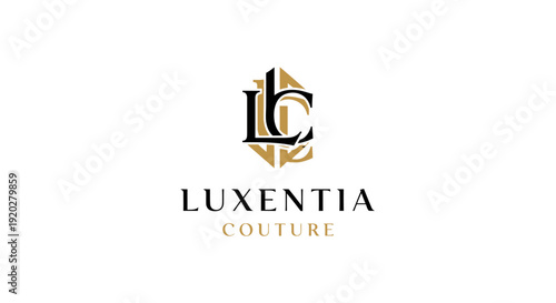Luxentia Couture Elegant "LC" Monogram Logo Design with Golden Accents on Isolated White Background