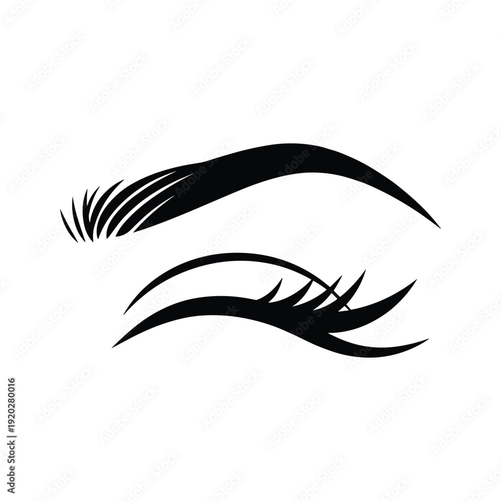 Fototapeta premium Black Eyelashes Isolated on White Background