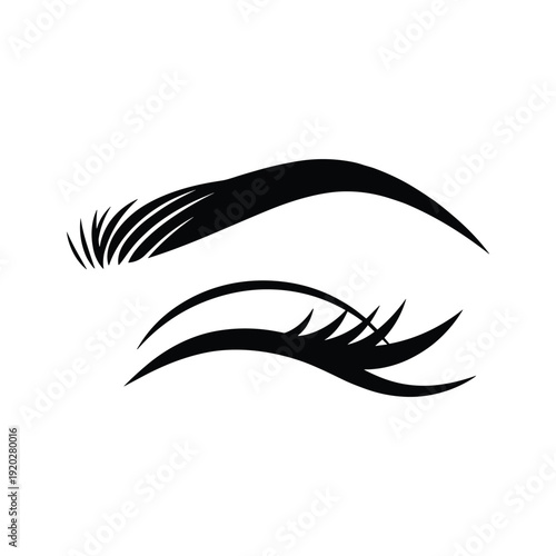 Black Eyelashes Isolated on White Background