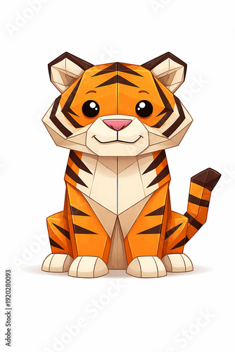 Vector Illustration of Cartoon Type Tiger Origami Craft