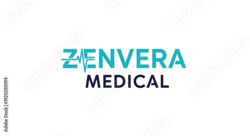 Abstract blue green letter Z and V logo with heartbeat line for medical company, isolated white background