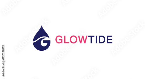 Glowtide Water Drop Liquid Logo, Fluid Wave Cosmetic Beauty Hydration Brand on isolated white background