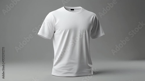 white t-shirt mockup, soft studio lighting, minimal background, slow orbit rotation camera, realistic fabric texture, 4k, loopable commercial video