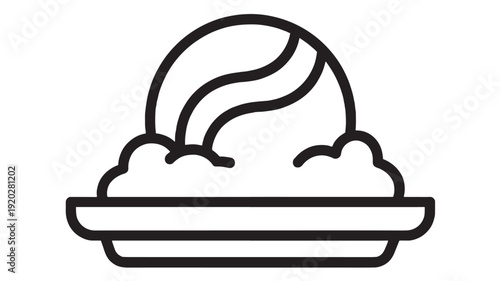 Pie dessert icon with whipped cream topping and pastry crust outline featuring bakery, sweet, food with illustration and vector elements for graphic, simple projects, clean composition on simple