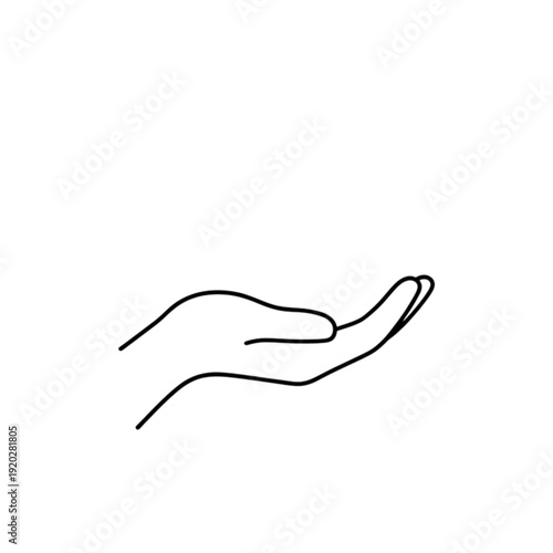 Elegant open human hand palm vector image symbolizing giving, receiving, support, care, and the concept of offering assistance or holding an invisible object.