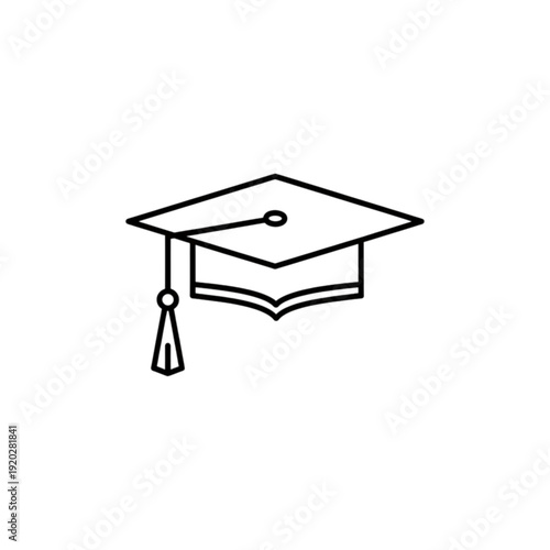 Traditional graduation cap mortarboard vector image representing student commencement, higher education milestones, and the celebration of academic success and future career potential.