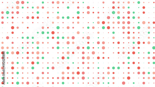 Abstract Pattern of Red and Teal Dots on White Background
