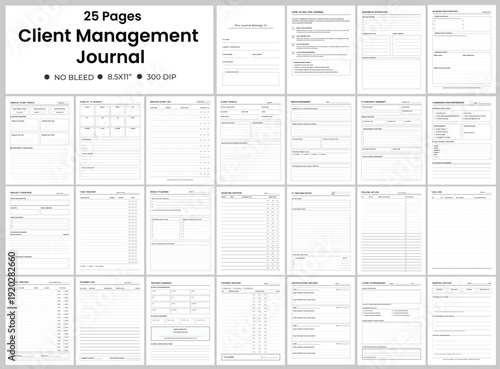 Client Management Journal Business CRM Tracker 25 Pages. Project Planner Invoice Log Meeting Notes Communication Preferences.