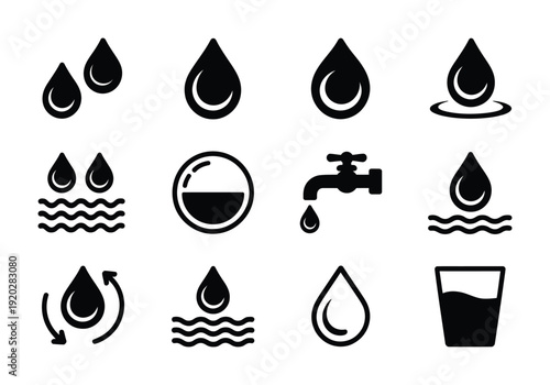 Vector features various water-related icons in