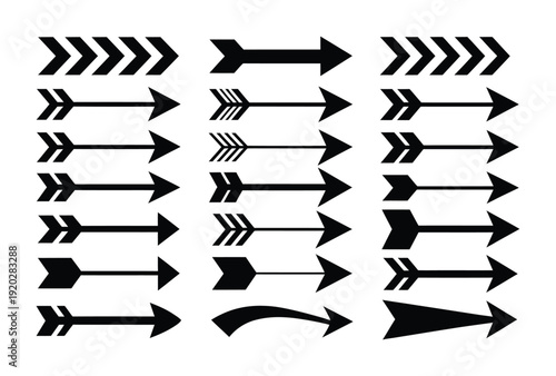 Collection of vector arrows in various styles and directions
