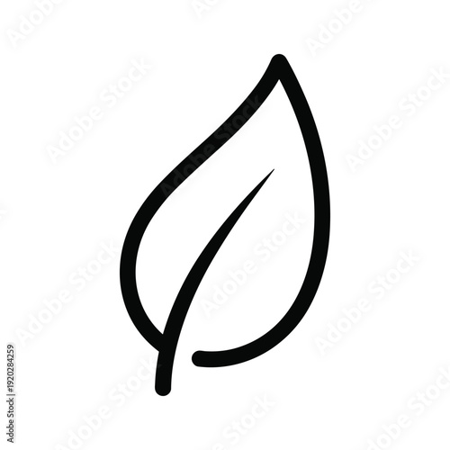 Simple Black Leaf Icon on White Background