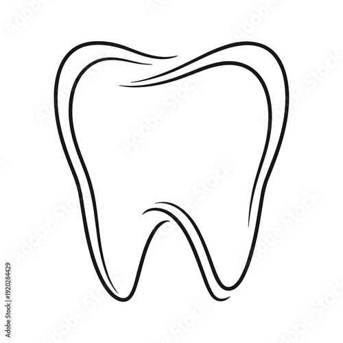 Tooth outline simple black line drawing on white background