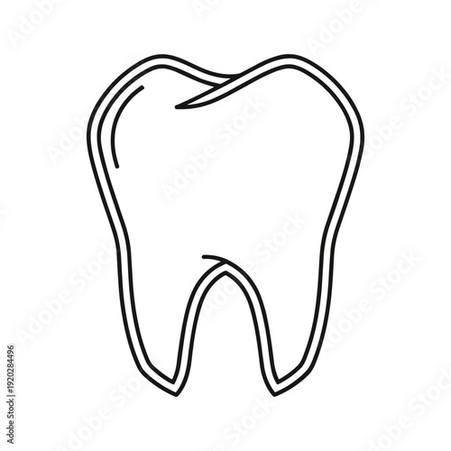 Black and white simple tooth icon