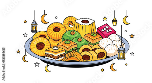 Delicious assortment of traditional middle eastern sweets served on a platter for celebration
