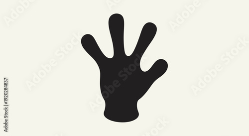 Black silhouette of a hand with five fingers raised in a gesture, isolated on a plain background, viewed from the front.