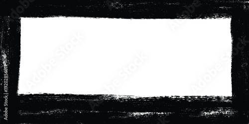 Distressed Black Grunge Border Frame with Gritty Hand-Painted Texture and Rough Edges for Vintage Graphic Design Overlays