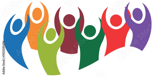 Colorful Abstract People Success Group and Community Teamwork Concept Vector Illustration.