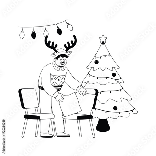 Have a look at this amazing glyph illustration of aman choosing christmas gifts