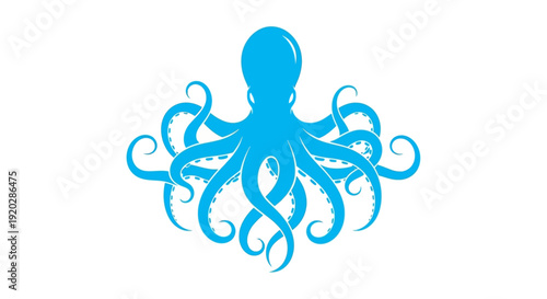 An octopus illustration showcasing its tentacles from a front viewpoint