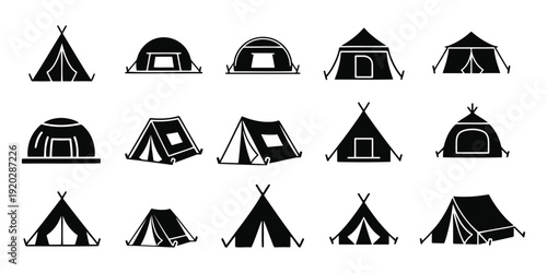Camping tent icon silhouette vector illustration isolated