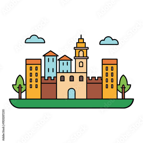 A futuristic Mara Aibo city skyline glows at dusk, with sleek towers, neon lights, and flying vehicles weaving through a vibrant, high-tech urban horizon.
