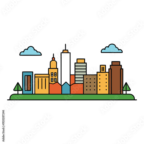 A futuristic Mara Aibo city skyline glows at dusk, with sleek towers, neon lights, and flying vehicles weaving through a vibrant, high-tech urban horizon.
