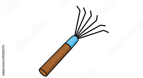 An illustration of a lit firework seen from the side, showcasing sparks and a cylindrical body