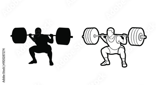 Weightlifters in silhouette showcasing strength and athletic performance