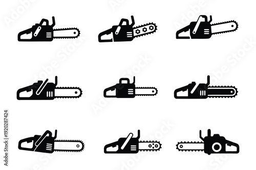 Chainsaw icon silhouette vector illustration isolated