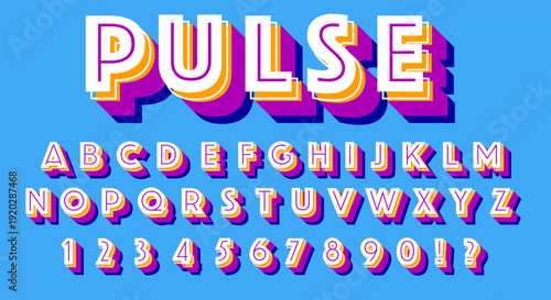 Pulse Retro 3D Font - Layered Rainbow Disco Alphabet