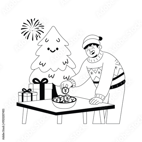 Christmas funds, holiday funds glyph illustration in trendy design style