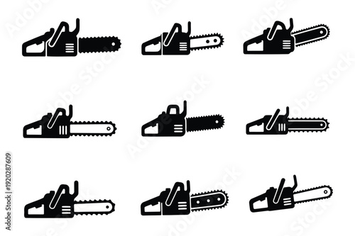 Chainsaw icon silhouette vector illustration isolated