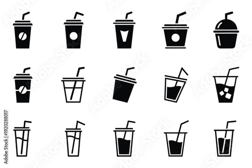 Drink with straw icon silhouette vector illustration isolated