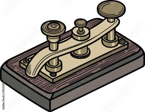 Vintage telegraph switch with brass components on wooden base