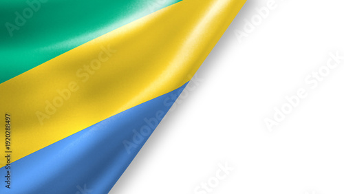 Photos Gabon Waving Fabric Flag Isolated on Transparent Background with Copy Space