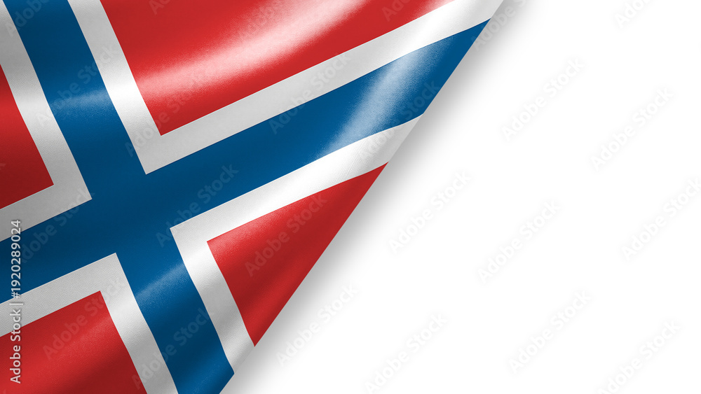 Fototapeta premium Norway Waving Fabric Flag Isolated on Transparent Background with Copy Space