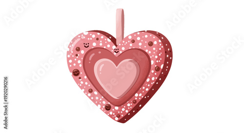 A decorative heart-shaped pendant featuring layered hearts and floral patterns, showcasing affection and love.